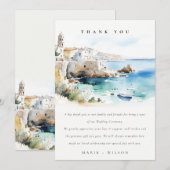 Elegant Puglia Italy Watercolor Landscape Wedding サンキューカード (正面/裏面)