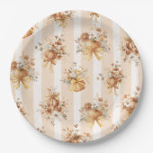 Elegant Pumpkin Floral Baby Shower ペーパープレート (正面)