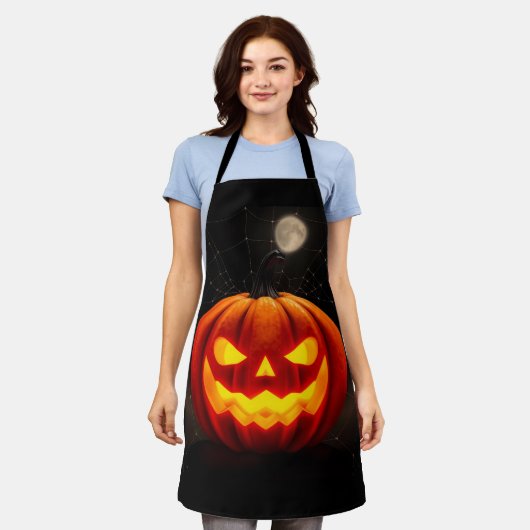 Elegant Pumpkin Halloween Apron エプロン (着用した状態)