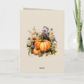 Elegant Pumpkins Floral Photo Happy Thanksgiving カード (裏面)