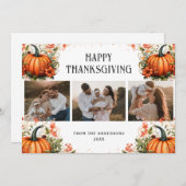 Elegant Pumpkins Photo Happy Thanksgiving Card シーズンカード (正面/裏面)