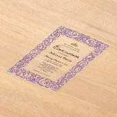 Elegant Purple 15th Birthday Quinceanera アクリル招待状 (レイダウン)