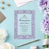 Elegant Purple 15th Birthday Quinceanera アクリル招待状 (インサイチュ (ウェディング))