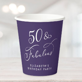 Elegant Purple 50th Birthday Party 紙コップ