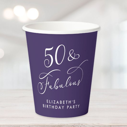 Elegant Purple 50th Birthday Party 紙コップ