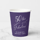Elegant Purple 50th Birthday Party 紙コップ (裏面)