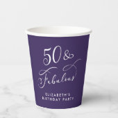 Elegant Purple 50th Birthday Party 紙コップ (正面)