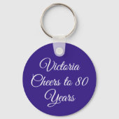 Elegant Purple 80th Birthday Keychain キーホルダー (正面)