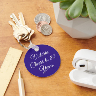 Elegant Purple 80th Birthday Keychain キーホルダー