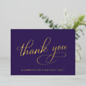 Elegant Purple 90th Birthday Foil Thank You Card 箔招待状 (立ち正面)