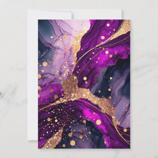 Elegant Purple Agate Black Glitter Wedding 招待状 (裏面)