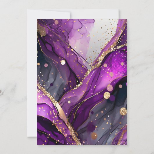 Elegant Purple Agate Black Glitter Wedding 招待状 (裏面)