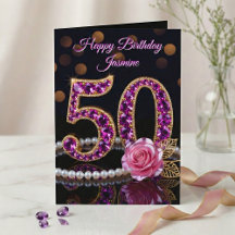 Elegant Purple Amethyst Gold Pearl 50th Birthday