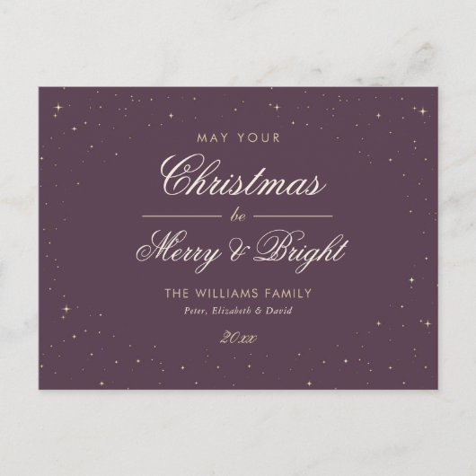 Elegant Purple and Gold シーズンポストカード (正面)