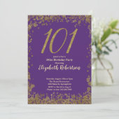 Elegant Purple and Gold 101st Birthday 招待状 (スタンド正面)