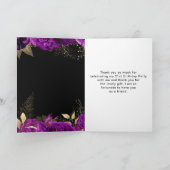 Elegant Purple and Gold Flowers Birthday Party サンキューカード (内部)
