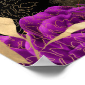 Elegant Purple and Gold Flowers Birthday Party ポスター (角)