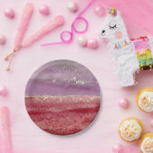 Elegant purple and gold glitter ペーパープレート (パーティー)