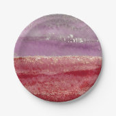 Elegant purple and gold glitter ペーパープレート (正面)