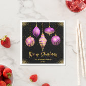 Elegant Purple and Gold Ornament Christmas スタンダードカクテルナプキン (インサイチュ)