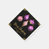Elegant Purple and Gold Ornament Christmas スタンダードカクテルナプキン (角)