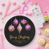 Elegant Purple and Gold Ornament Christmas ペーパープレート (パーティー)