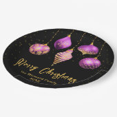 Elegant Purple and Gold Ornament Christmas ペーパープレート (アングル)