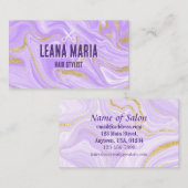 Elegant Purple and Gold Swirl Hair Salon 名刺 (正面/裏面)