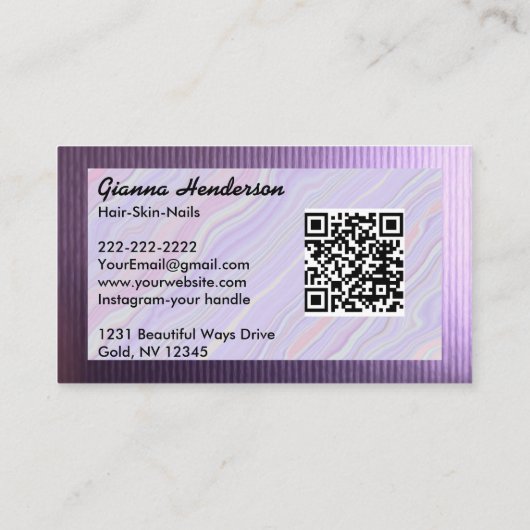 Elegant Purple And Light Purple Iridescent  名刺 (裏面)