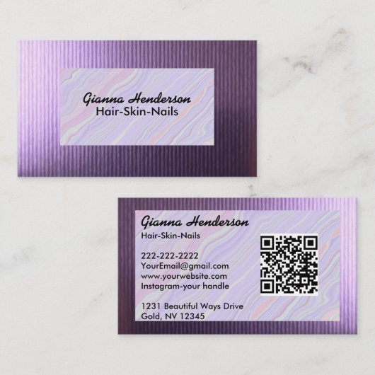 Elegant Purple And Light Purple Iridescent 名刺 (正面/裏面)