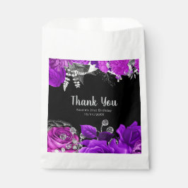 Elegant Purple and Silver Flowers Birthday Party フェイバーバッグ