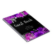 Elegant Purple and Silver Flowers Guest Book ノートブック (右側)