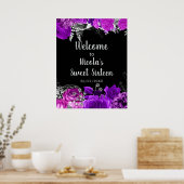Elegant Purple and Silver Flowers Sweet Sixteen  ポスター (キッチン)
