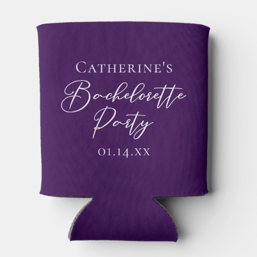 Elegant Purple Bachelorette Party Personalized 缶クーラー (裏面)