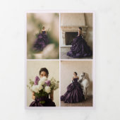 Elegant Purple Bilingual Quinceañera 15th Birthday 三つ折り招待状 (カバー)