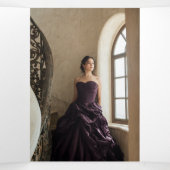 Elegant Purple Bilingual Quinceañera 15th Birthday 三つ折り招待状 (内部中)