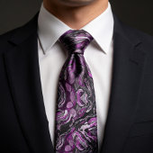 Elegant Purple & Black Swirl Marble  ネクタイ