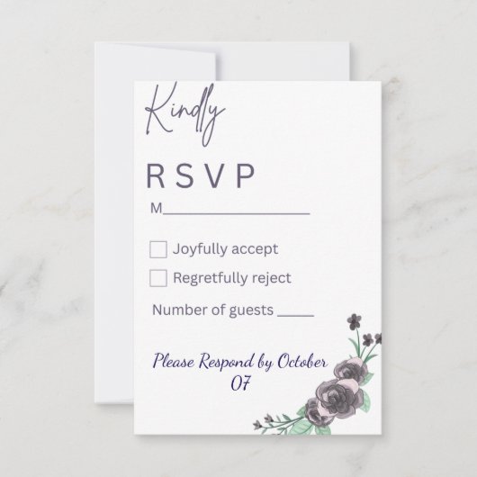 Elegant purple & black watercolor RSVP Card (正面)