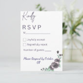 Elegant purple & black watercolor RSVP Card (スタンド正面)