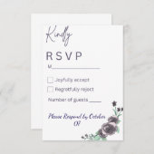 Elegant purple & black watercolor RSVP Card (正面/裏面)