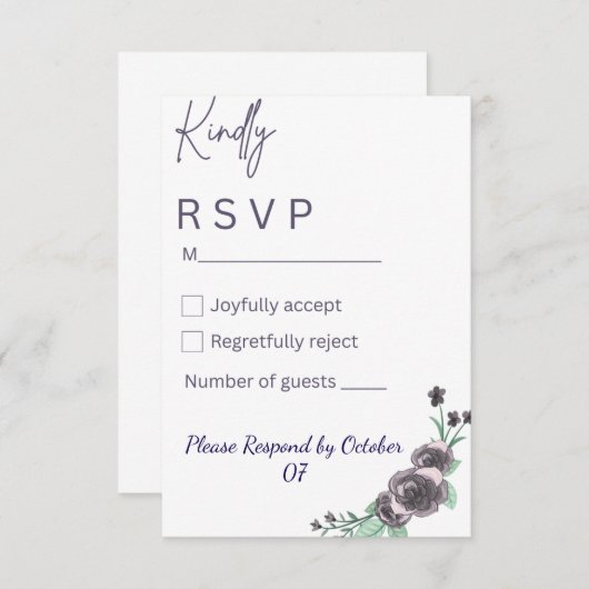 Elegant purple & black watercolor RSVP Card (正面/裏面)