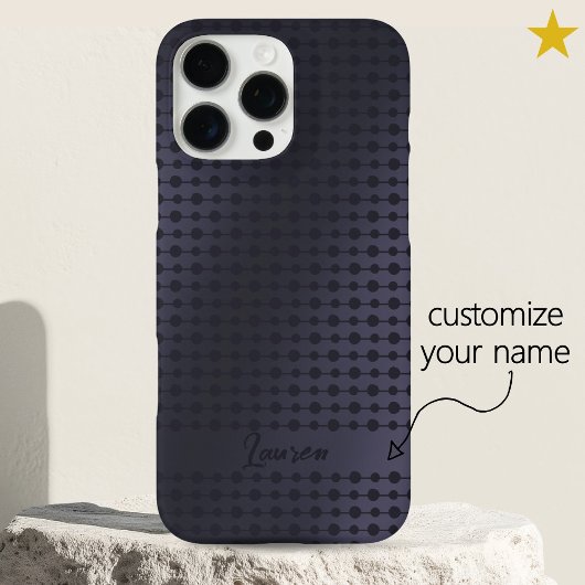 Elegant Purple Blue Dots Line Pattern Custom Name Case-Mate iPhoneケース