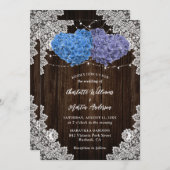 Elegant Purple Blue Rustic Floral Wedding 招待状 (正面/裏面)