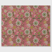 Elegant Purple Boho Flowers on Rose Pink ラッピングペーパー (フラット)