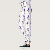 Elegant Purple Botanical Pattern Leggings レギンス (左)