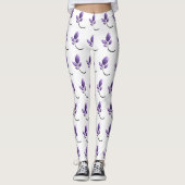 Elegant Purple Botanical Pattern Leggings レギンス (正面)