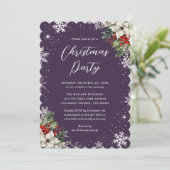 Elegant Purple Botanical Snowflake Christmas Party 招待状 (スタンド正面)