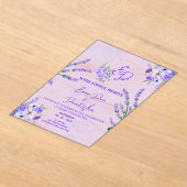 Elegant Purple Botanical Wedding Invitation アクリル招待状 (レイダウン)