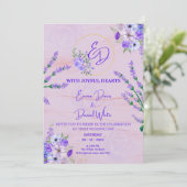 Elegant Purple Botanical Wedding Invitation 招待状 (スタンド正面)
