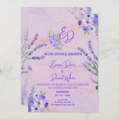 Elegant Purple Botanical Wedding Invitation 招待状 (正面/裏面)